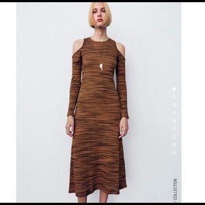 Zara black and brown cut out dress size S